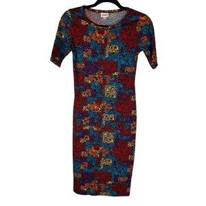 LuLaRoe JULIA Dress Size XXS Geometric Casual Colorblock Multicolor‎ Bodycon